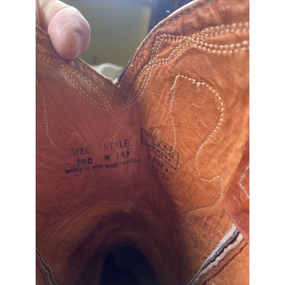 9.5 D Cowboy Boots Texas Reptile Flame Vintage Men's Fire Decal